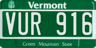 VT license plate VUR916