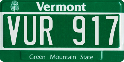 VT license plate VUR917