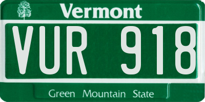 VT license plate VUR918