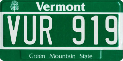 VT license plate VUR919