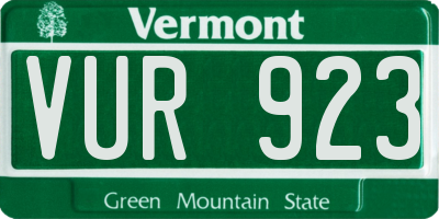 VT license plate VUR923