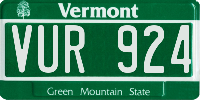 VT license plate VUR924