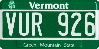 VT license plate VUR926