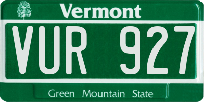 VT license plate VUR927