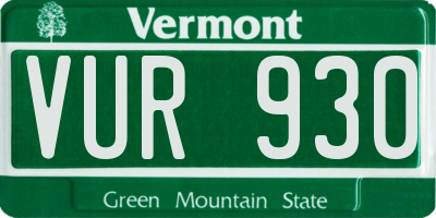 VT license plate VUR930