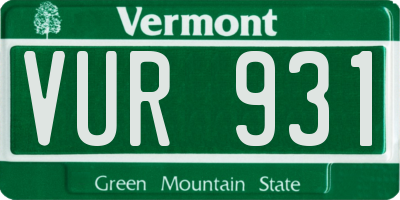 VT license plate VUR931