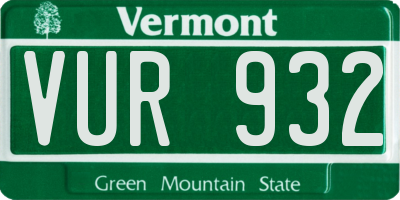 VT license plate VUR932
