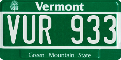 VT license plate VUR933