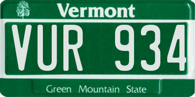 VT license plate VUR934