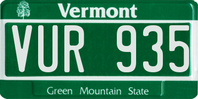 VT license plate VUR935
