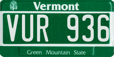 VT license plate VUR936