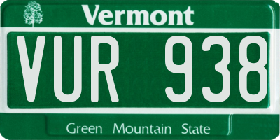 VT license plate VUR938