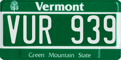 VT license plate VUR939