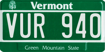 VT license plate VUR940