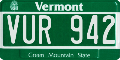 VT license plate VUR942