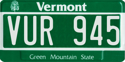 VT license plate VUR945