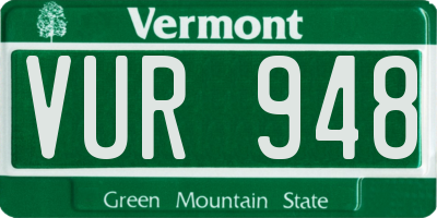 VT license plate VUR948