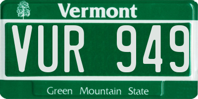 VT license plate VUR949
