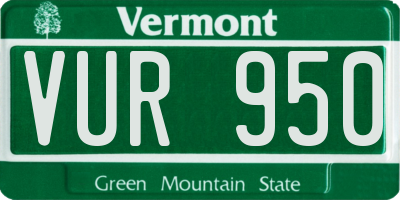 VT license plate VUR950