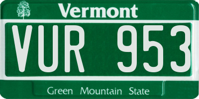 VT license plate VUR953