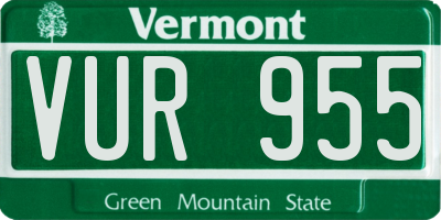 VT license plate VUR955