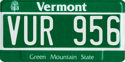 VT license plate VUR956