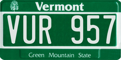 VT license plate VUR957