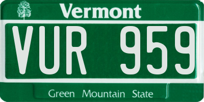 VT license plate VUR959