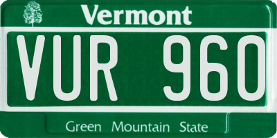 VT license plate VUR960