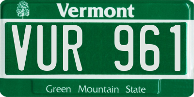 VT license plate VUR961