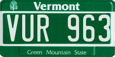 VT license plate VUR963