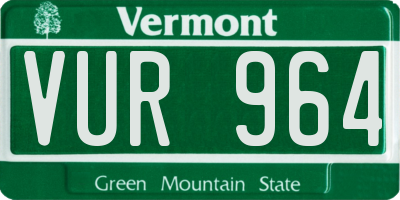 VT license plate VUR964