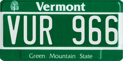 VT license plate VUR966