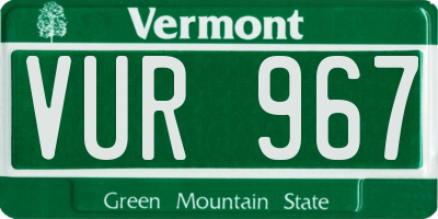 VT license plate VUR967