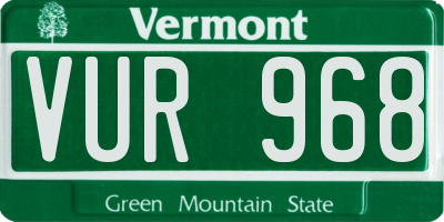 VT license plate VUR968