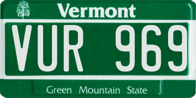 VT license plate VUR969