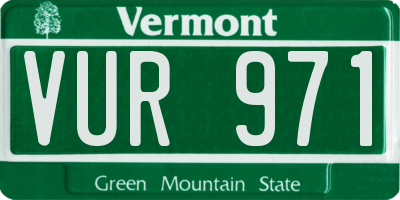 VT license plate VUR971