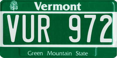 VT license plate VUR972