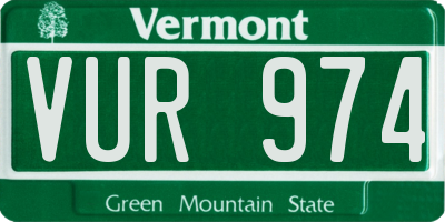 VT license plate VUR974