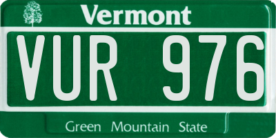 VT license plate VUR976