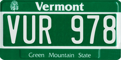 VT license plate VUR978