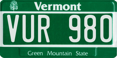 VT license plate VUR980