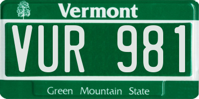 VT license plate VUR981
