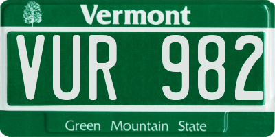 VT license plate VUR982