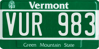 VT license plate VUR983