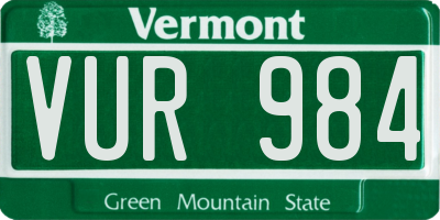 VT license plate VUR984