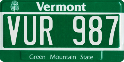 VT license plate VUR987