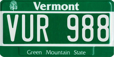 VT license plate VUR988