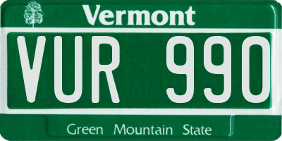 VT license plate VUR990