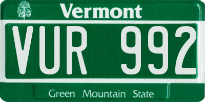 VT license plate VUR992